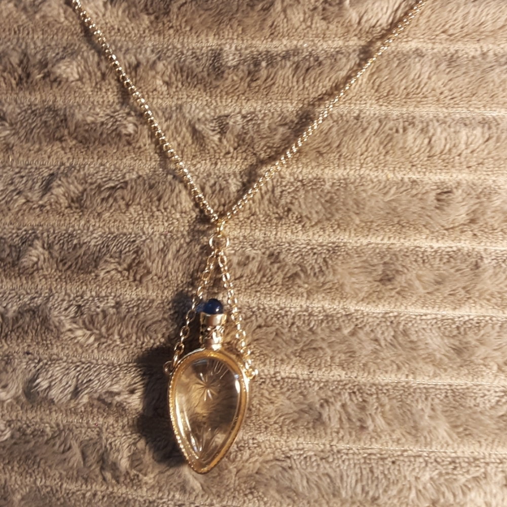 Handmade Victorian Style Perfume Bottle Necklace Goldtone - Picture 2 of 6